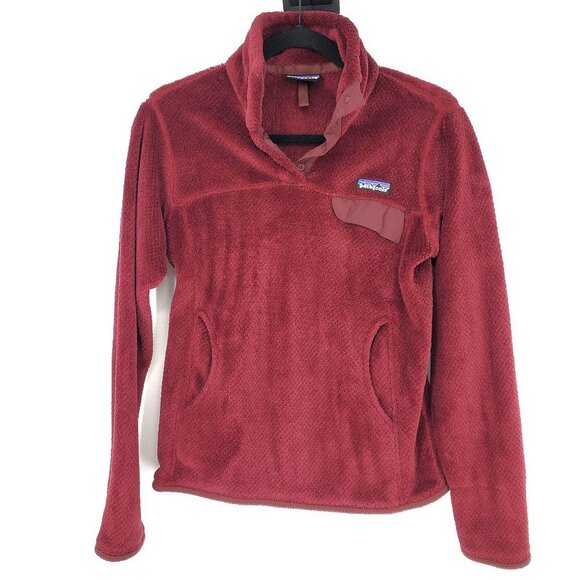 Patagonia Women's Re-Tool Snap-T Fleece Pullover Sweater Maroon XS - Picture 1 of 7